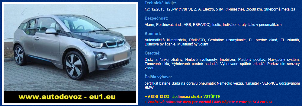 elektromobily bazar bmw i3