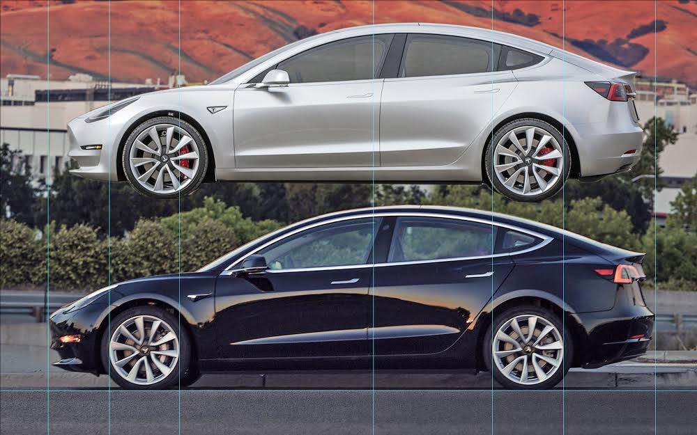 tesla model 3 alpha prototyp vs seriovy model