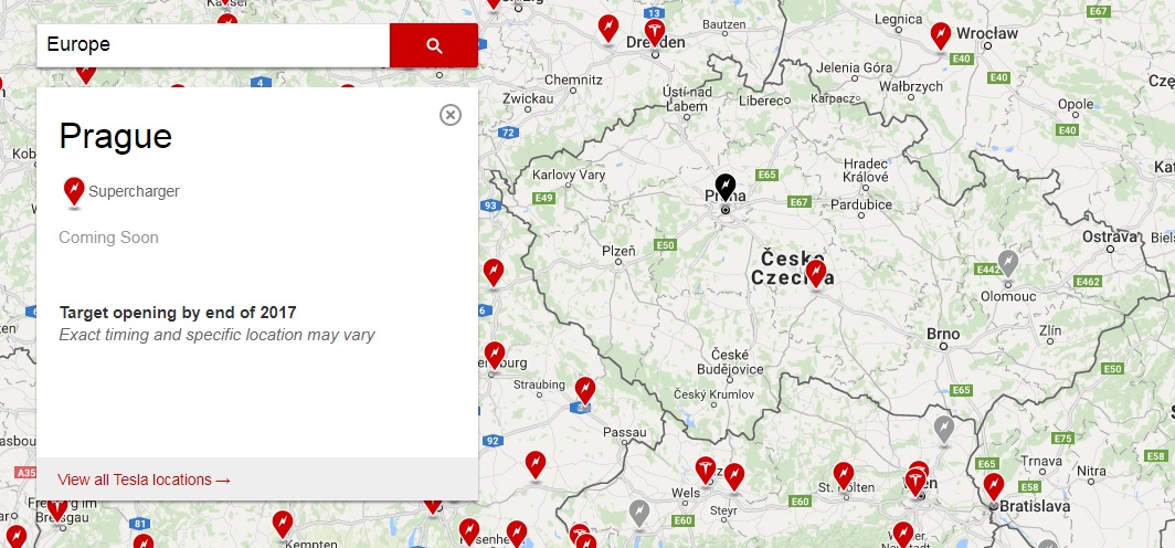 tesla supercharger praha