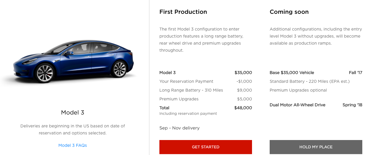 tesla model 3 oficialny konfigurator