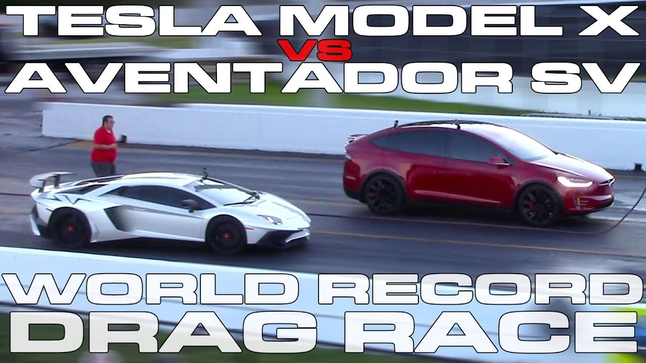 Drag race Tesla Model X P100DL vs. Aventador SV VIDEO