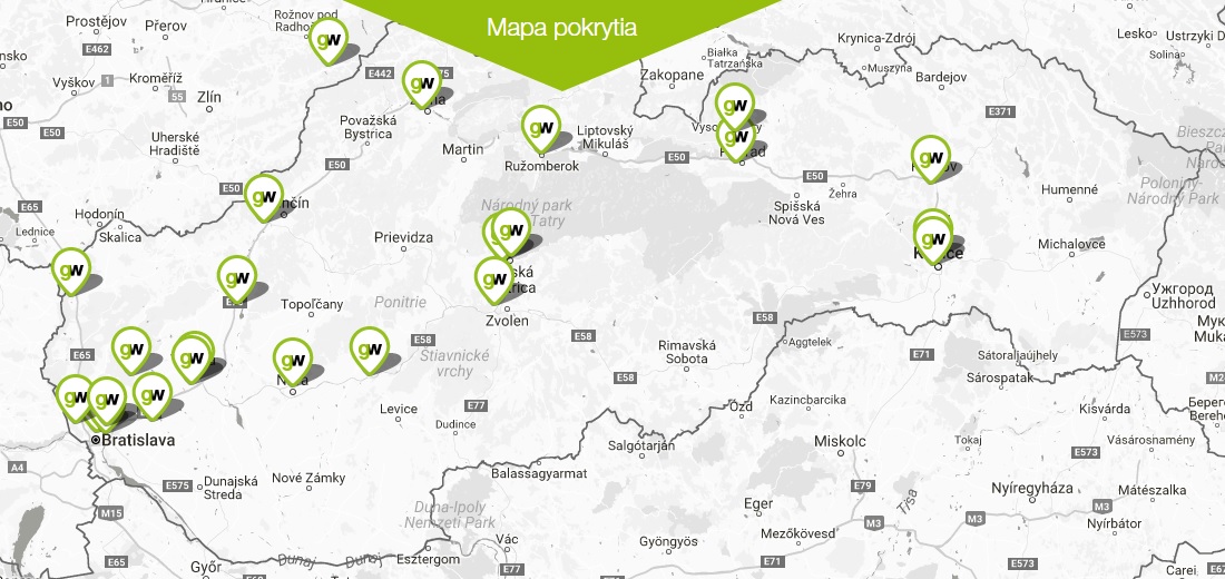 greenway mapa pokrytia