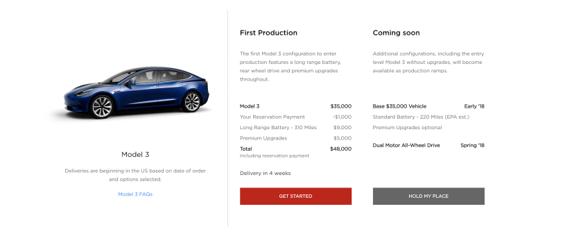 tesla model 3 objednavky konfigurator