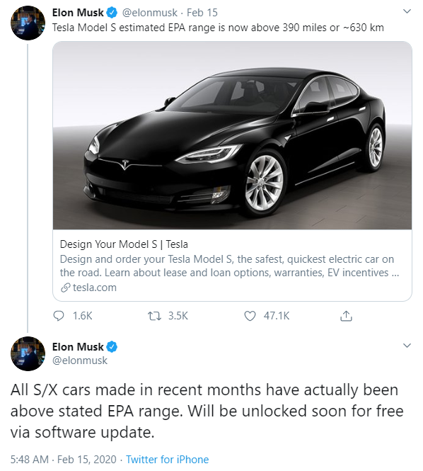 elon musk tweet tesla dojazd