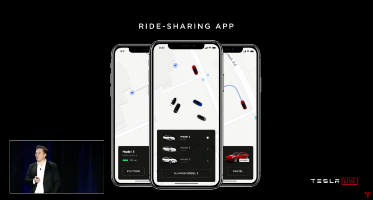 Tesla-app robotaxi