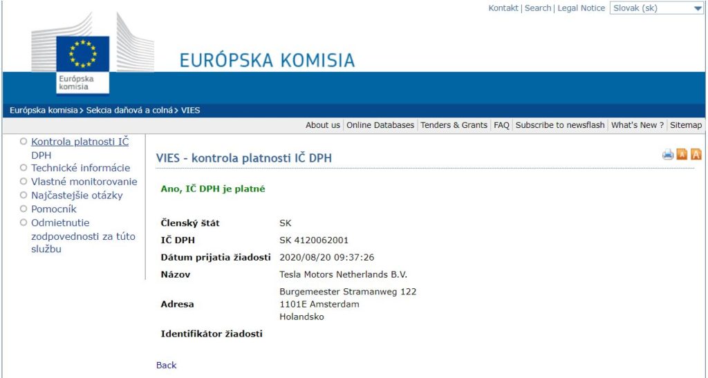 tesla ič dph slovensko