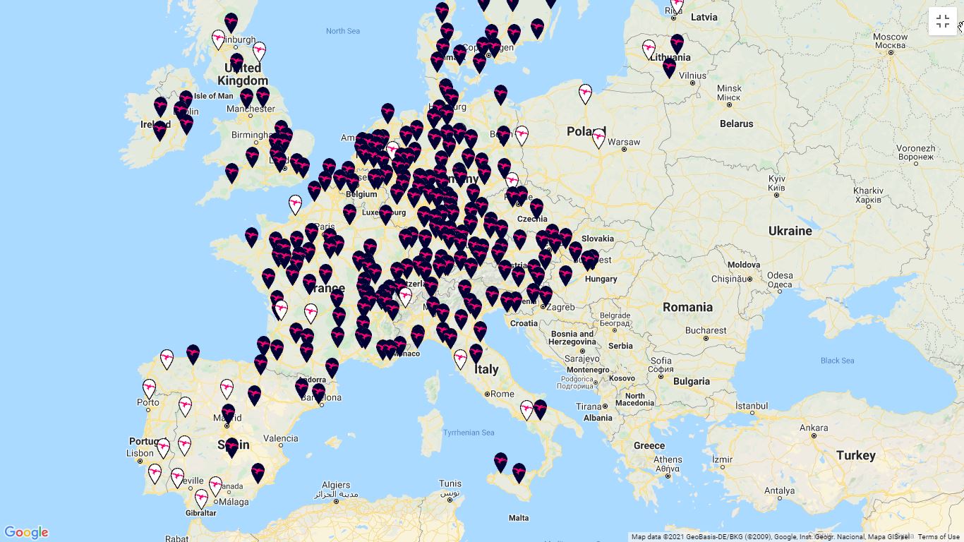 Nabíjacie stanice Ionity v Európe (Zdroj: Ionity.eu)