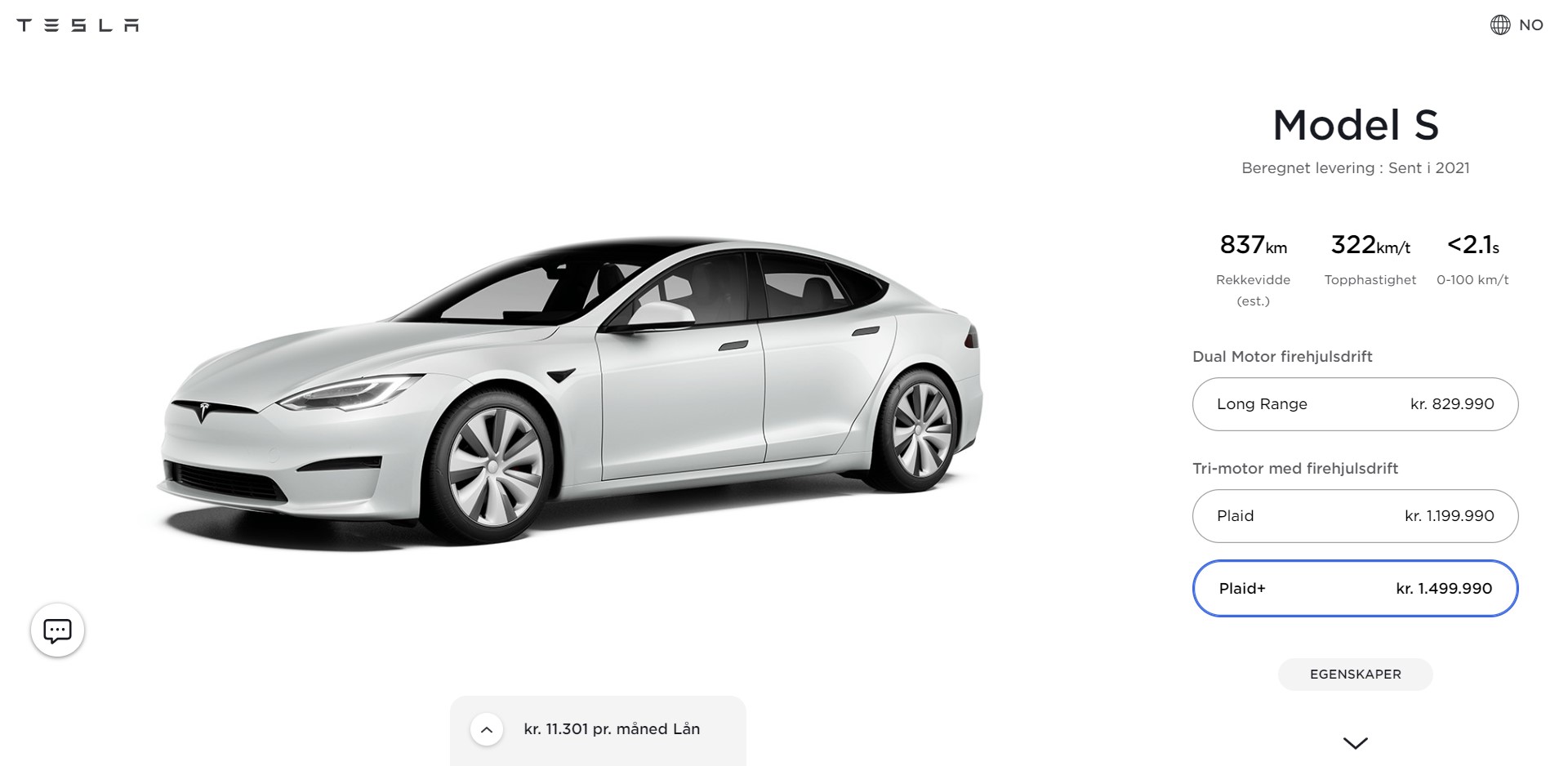 Tesla Model S Plaid+ odklad