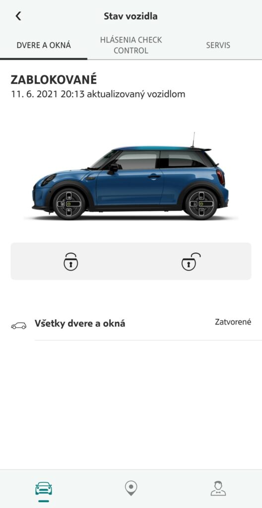 Mini Cooper SE mobilná aplikácia